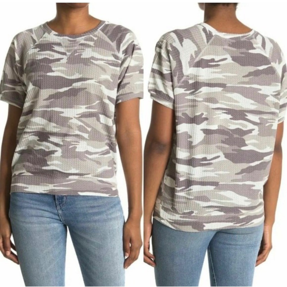 Sweet Romeo Gray Camo Waffle Knit Top NW Size Small